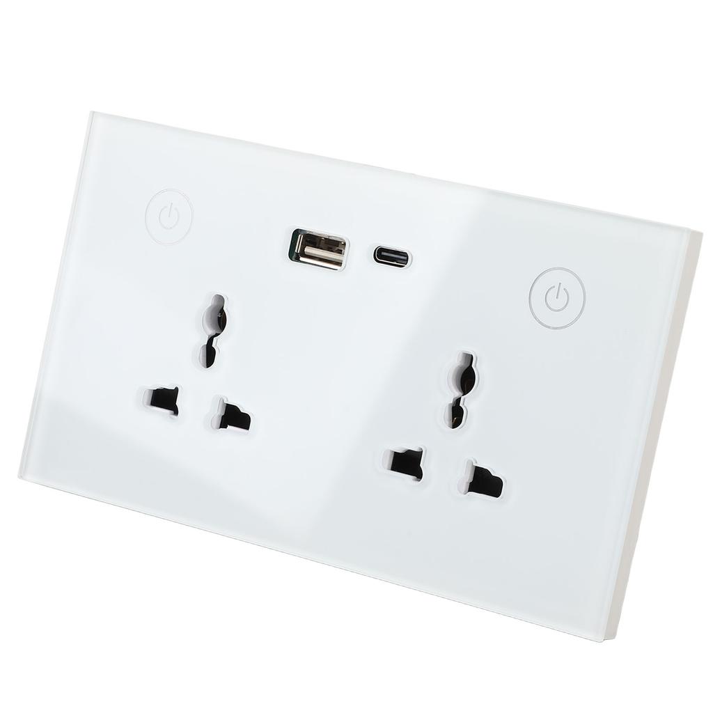 Smart Wall Outlet 2.4G WiFi Touch Light Switch Voice Control Smart Plug with USB and TYPE C Charger