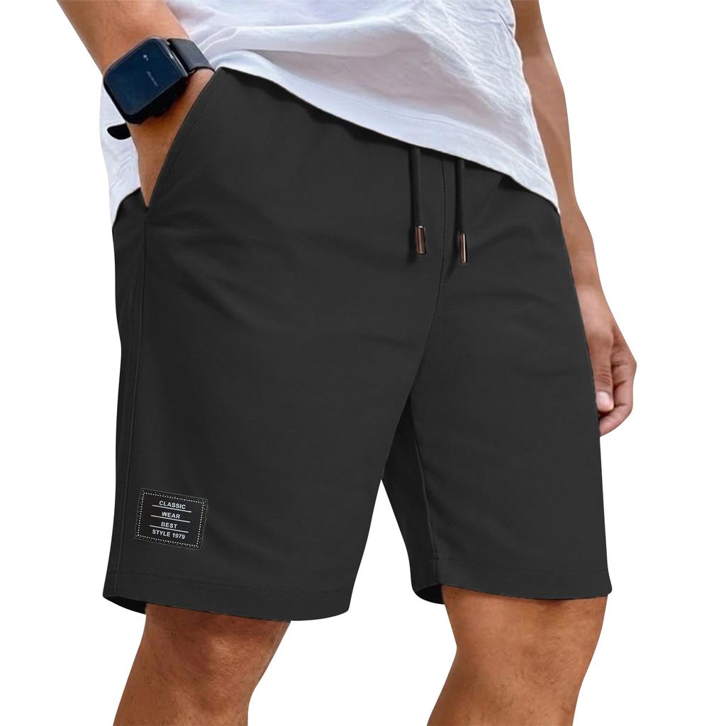 Men's Summer Drawstring Shorts With Pockets  Men's Casual Straight-Leg Beach Pants