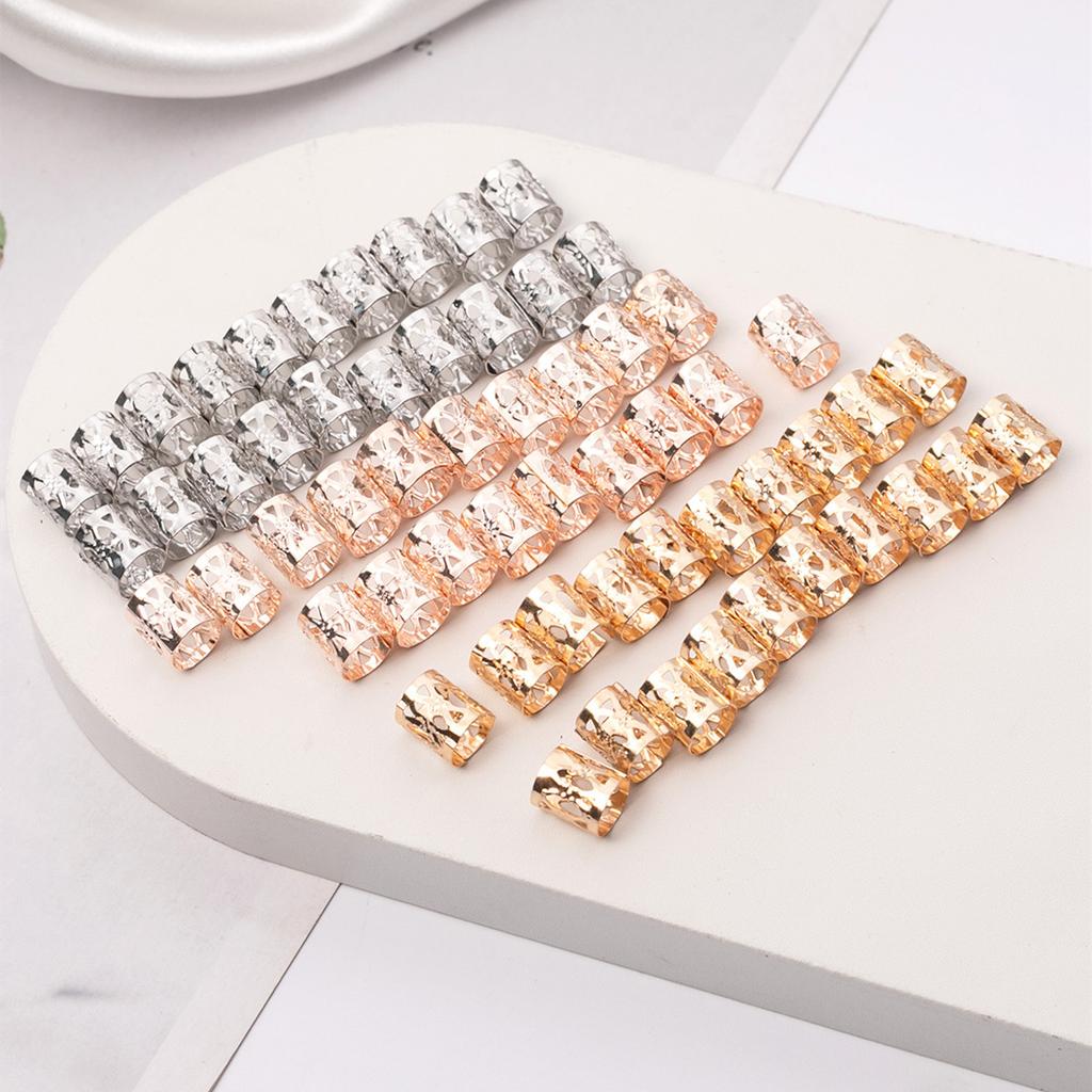 60pcs Hollow Out Hair Ring Dreadlocks Beads Hair Braid Rings Clips Dread Locks Hair Braiding Metal Decoration Hair Accessories