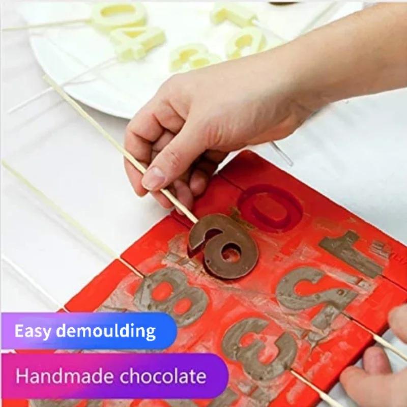 0-9 Number Silicone Lollipop Mold Ice Candy Chocolate Moulds Baking Tool Cake Jelly Candy Mold with Sticks Party Decoration