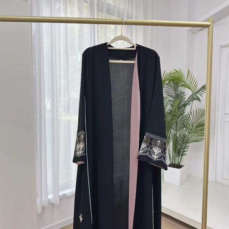 

New Arrival Middle East Dubai Arab Fashion Thorn Cardigan Robe Dress Embroidered Robe Dress Black 54
