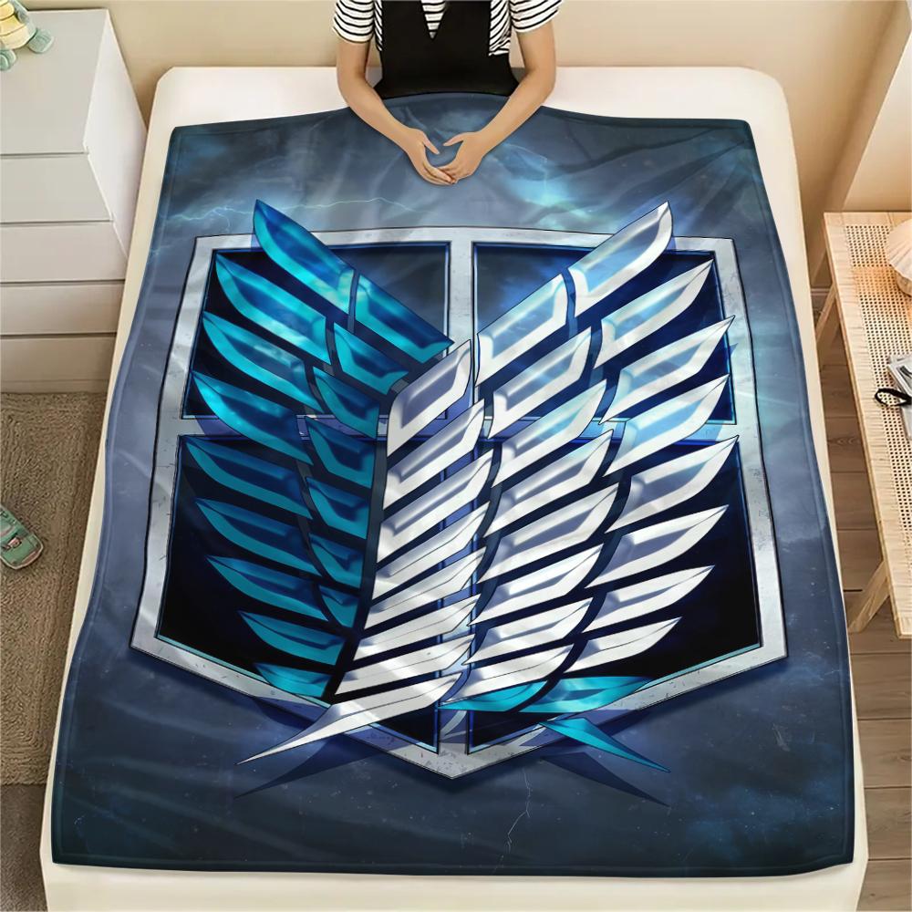 1PC Attack on Titan Print Flannel Blanket, High quality All Seasons, Home Decor, Warmth and Comfort, Perfect for Christmas Gifts