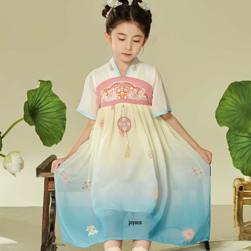 Xiaohu Patty Girls  Hanfu Style Gradient Embroidered Dress 120