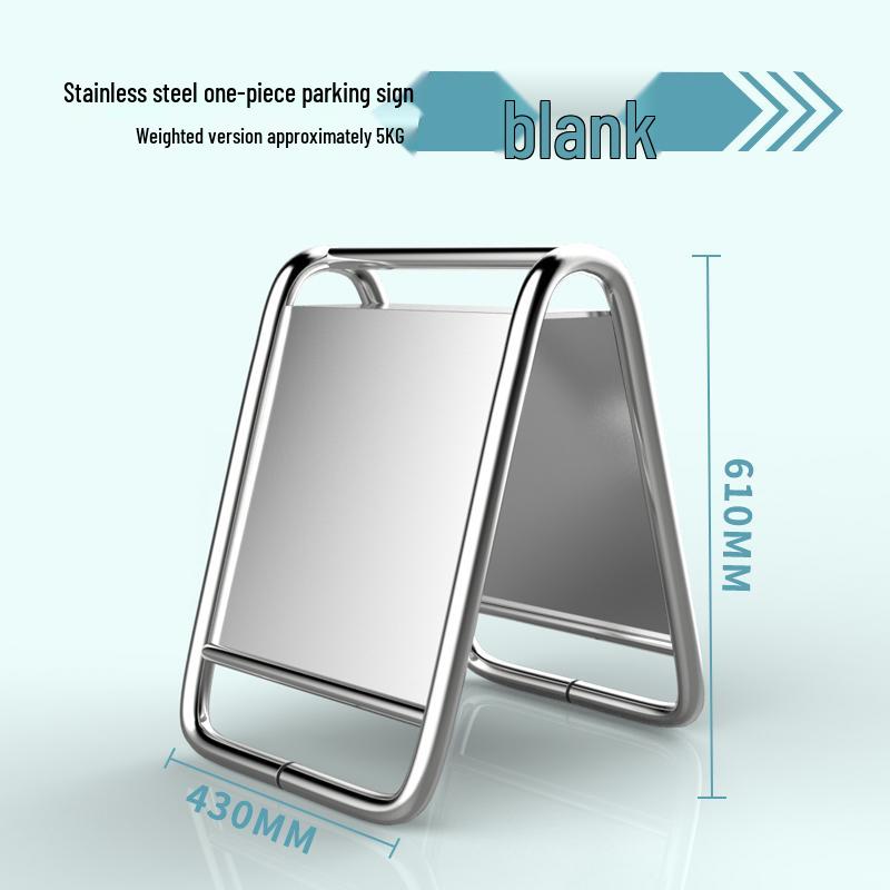 Stainless Steel No Parking, Caution Slippery, A-Frame Folding Sign