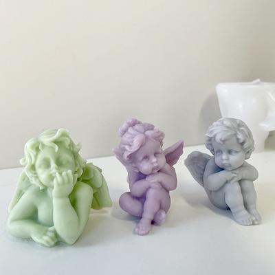1PC Creative Angel Look Candle Silicone Mold DIY Moulds Plaster Mold Aromatherapy Mold