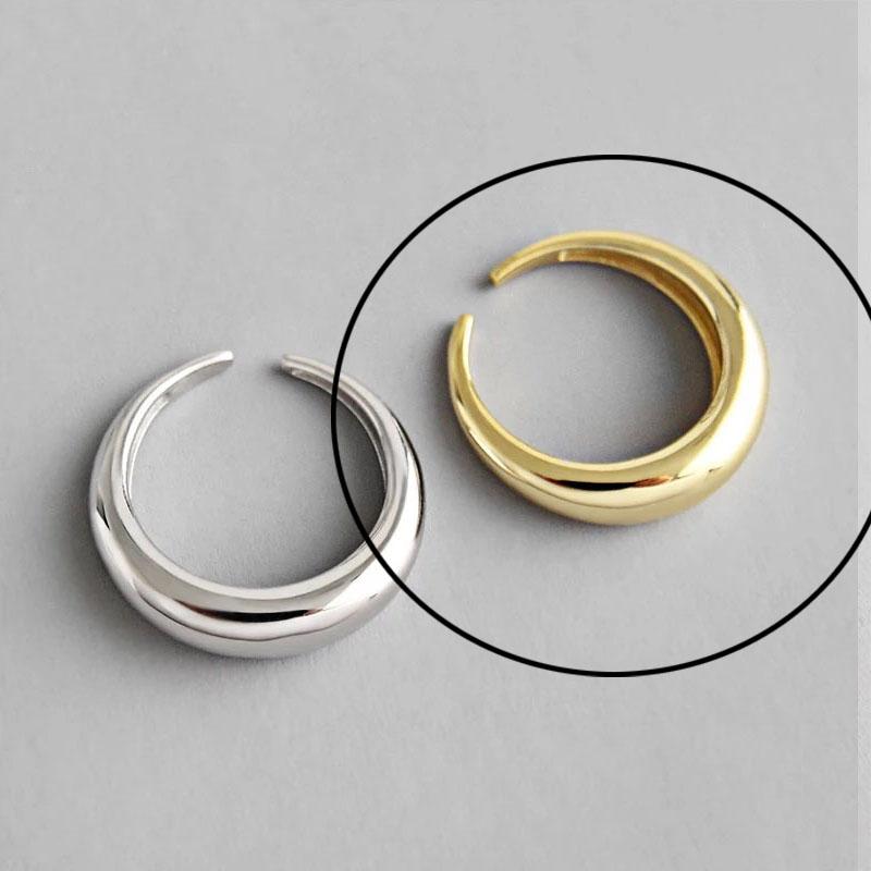 925 Silver Rings For Women Hollow Out Gold Color Temperament Personality Fashion Female Trendy Resizable Opening Rings