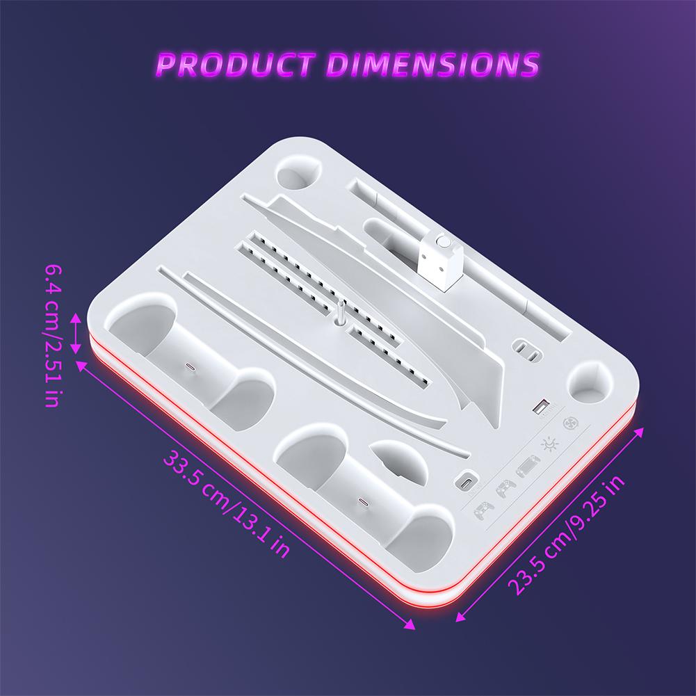 Vertical Cooling Stand Fast Controller Charger with Headphone Hook Cooling Fan & Charging Stand for PS5 Pro/PS5 Slim/PS5 Console