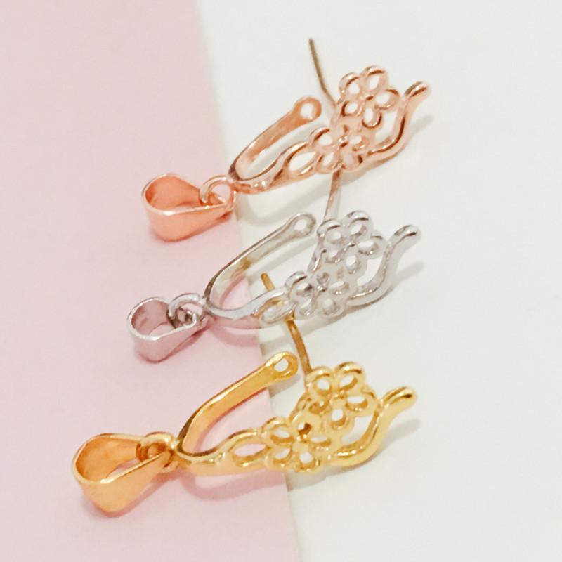 925 Silver Bail Clip for Jadeite, Amber, Crystal: DIY Pendant Accessory