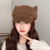 New Beret Women's Face Showing Small Octagonal Hat Retro British Style Newsboy Hat Painter Hat Cute Ears Painter Hat