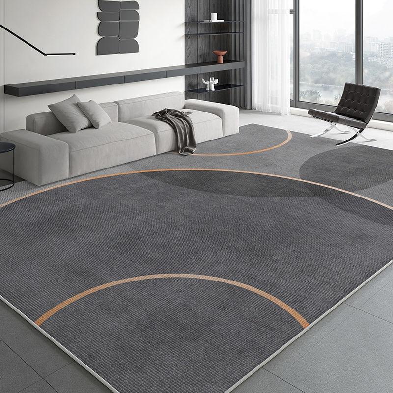Fashion Minimalist Flannel Area Rug Plush Non-Slip Living Room Carpet Black and Grey Color Floor Mat for Cozy Bedroom Home Decor