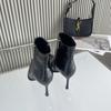 2025 new pointed thin high heel side zipper plain low tube received Martin thin women's short boots