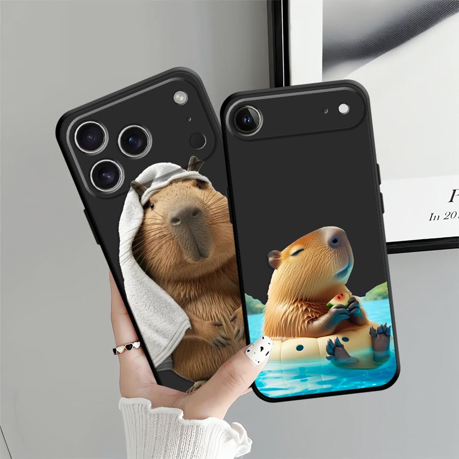 Case for iPhone 17Air 13 Mini 17 16 Pro Max SE X XS XR 14 15 Plus 7 8 12 11 Soft Back Phone Cover Cute Capybara