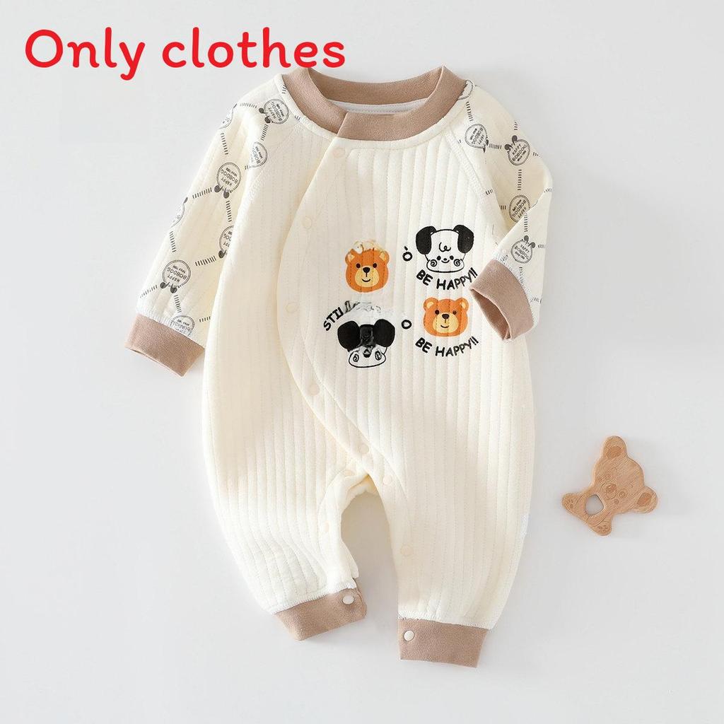 Baby Warm Fleece Baby Romper With Cartoon Animals Print Design For Winter And Autumn Newborns Baby Clothes