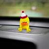 Creative Holiday Gifts 3D Printed Yellow Duck Figurine, Funny Arrogant Statue with Christmas Three Dimensional Figurine Hat, Miniature Ornament