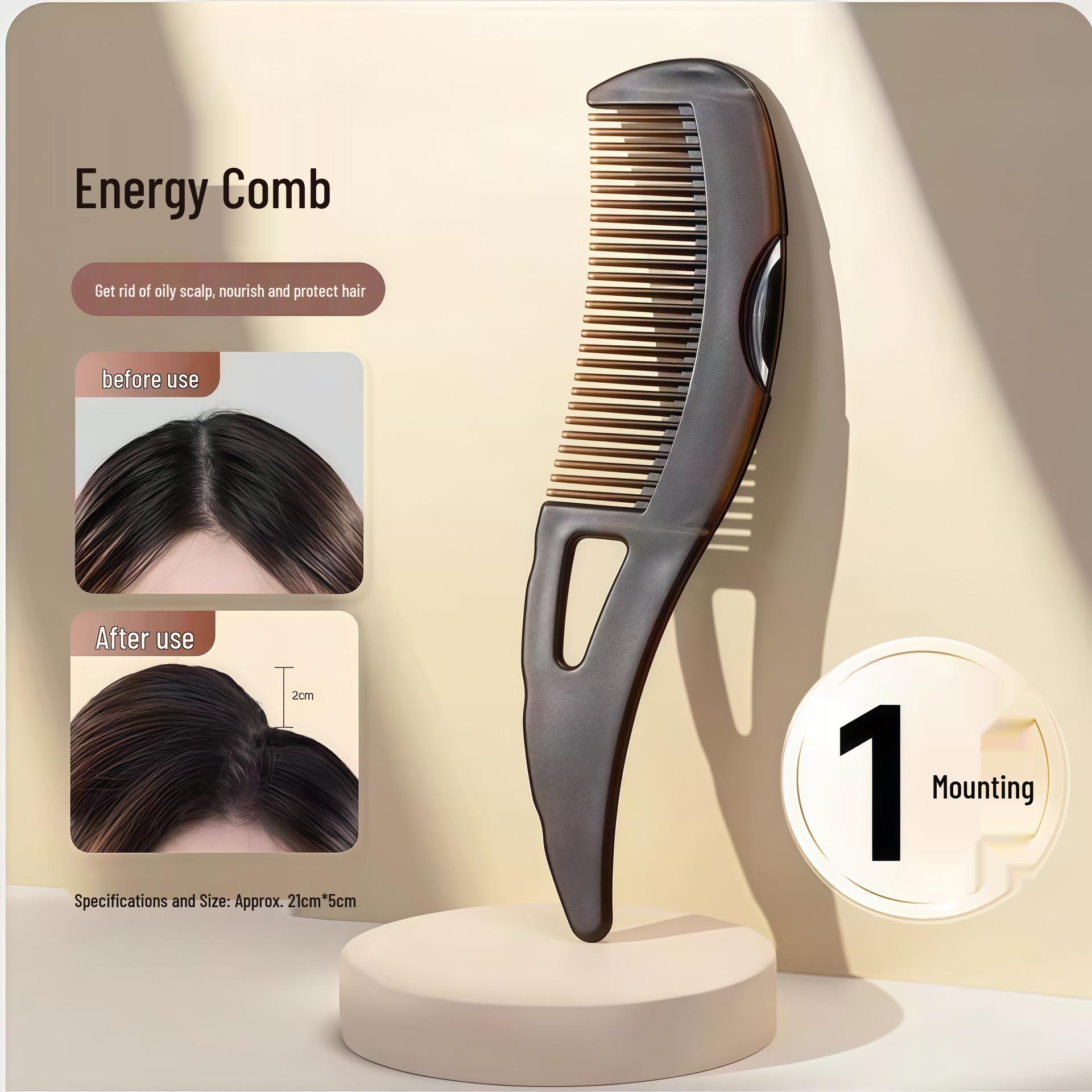 Oily Hair Energy Comb: No-Rinse Scalp Massage, Oil & Dandruff Control
