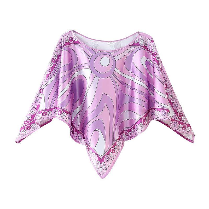 

Kaslead New Women clothes Western Style Fashion Positioning Print Color Top Leisure Skirt sets Purple Tops L