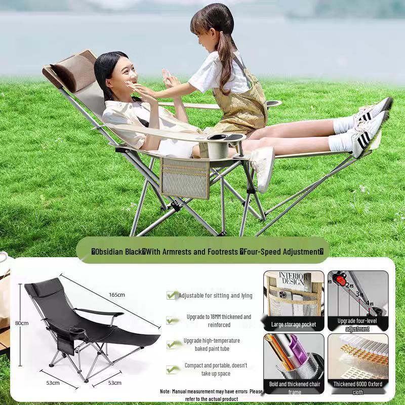 OIMG Outdoor Adjustable Folding Recliner with Leg Rest