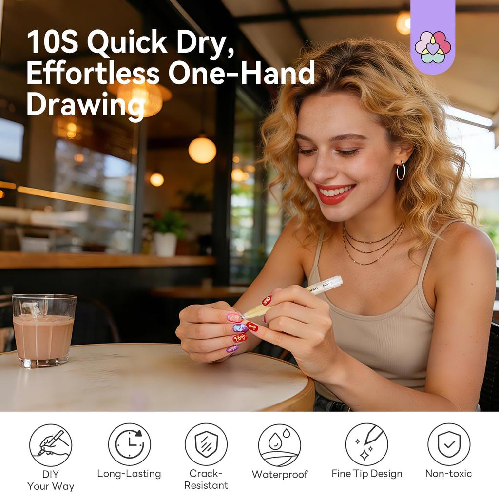 SAVILAND 3D Nail Art Pens Gel Nail 10 Nail 3D Acrylic Nail DIY Nail Design Fine Manicure Perfect for Beginners in Detailed Nail Art 12pcs Brush,
