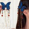 Exquisite Blue Butterfly Tassel Hair Clip | Ethnic Chinese Style
