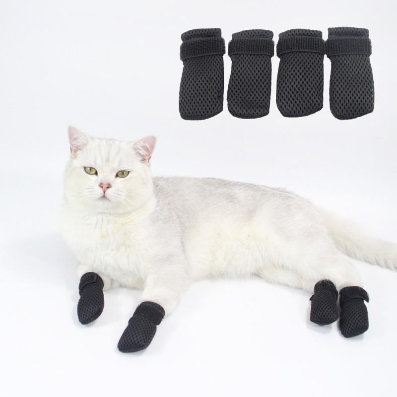 Cat Paw Protectors Soft Breathable Mesh Socks Claw Trimming Bathing Anti-Scratch Quiet Dirty Prevention