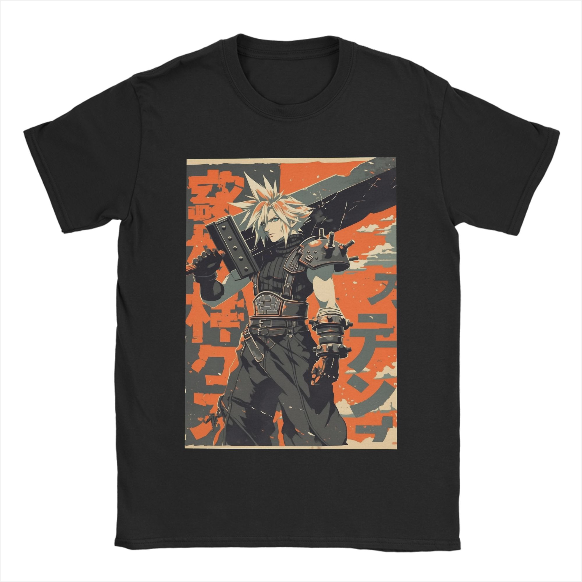 Cloud Strife Retro Warning Poster Finals Fantasy Tshirt Summer New Mens Tshirt Mens Clothing Unique Fashion Street Wear Y2K M