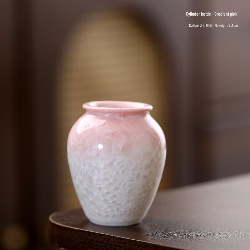 Crystalline Glaze Mini Ceramic Vase - Creative Home Desktop Ornament for Flowers