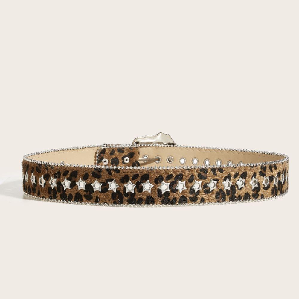 Pu Leather Gothic Leopard Belt Hip Hop Waistband Vintage Pin Buckle Belt  Jeans Accessories