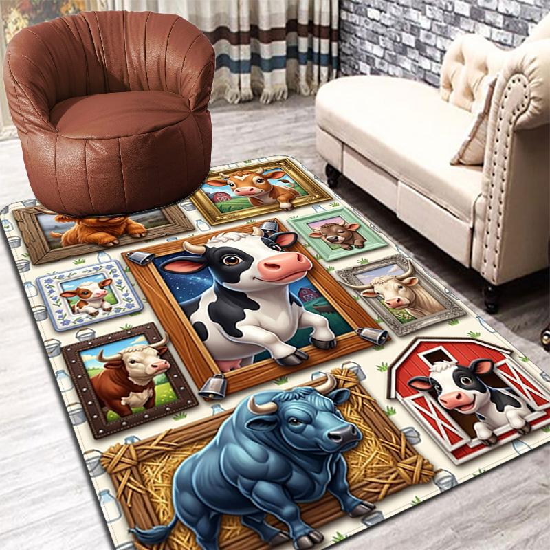 Farm Animal Frames Pattern Rug Floor Mat for Living Room or Bedroom Soft and Comfortable Carpet a Gift for Birthday and Holiday.
