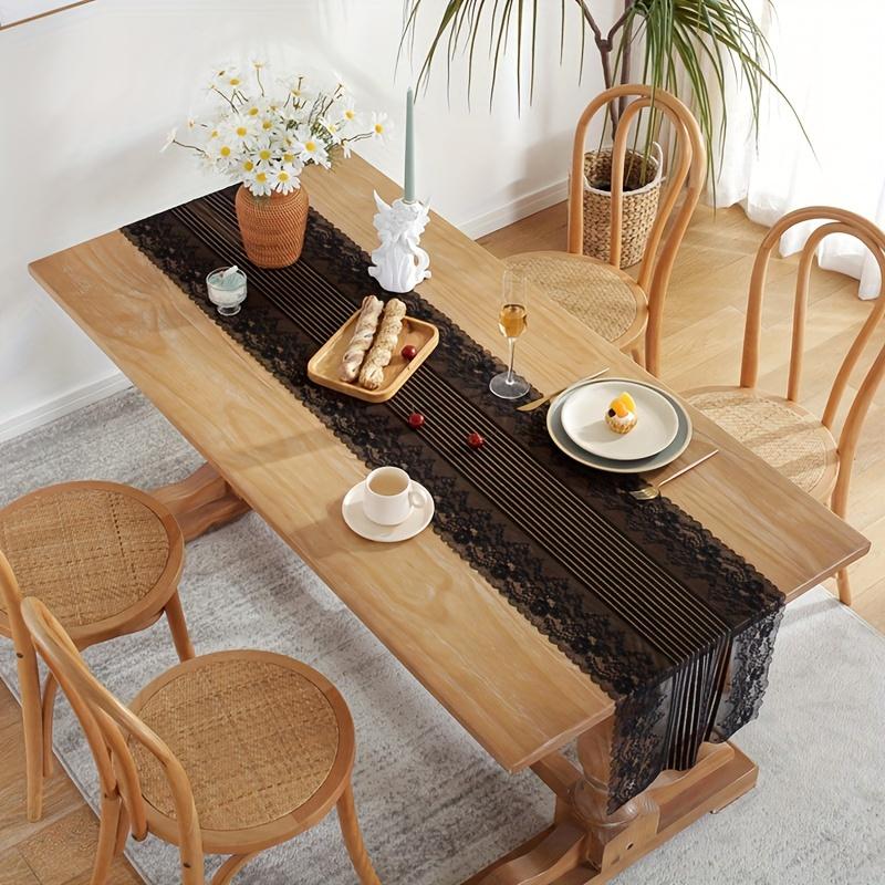 WTEMPO 1PC 38*140CM Retro Elegant Romantic White/Black Lace Table Flag Birthday Wedding Home Holiday Party Decor Table Cloth