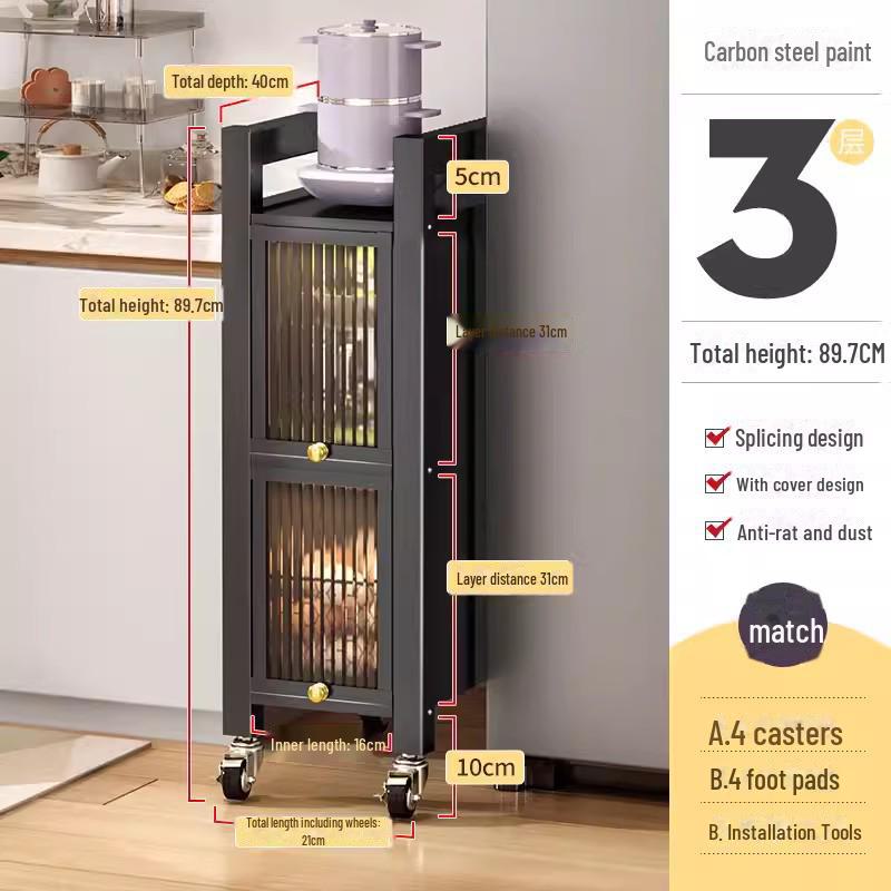 Kitchen Storage Cabinet with Microwave and Pot Rack