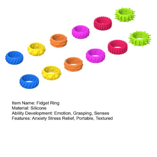 12Pcs/Set Silicone Sensory Ring Toy Anxiety Stress Relief Portable Travel Calming Fidget