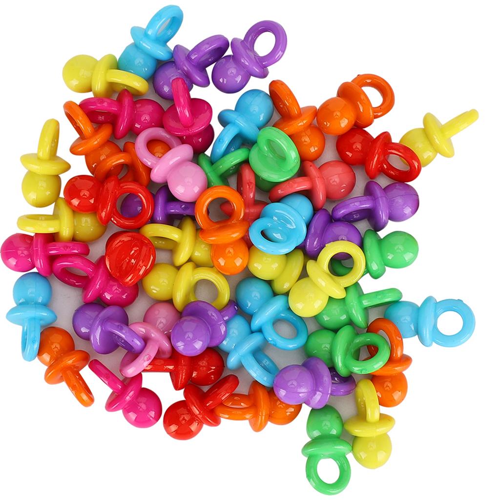 100Pcs Acrylic Pacifier Birthday Party Decoration Baby Baptism Soothing Mini Color Toys