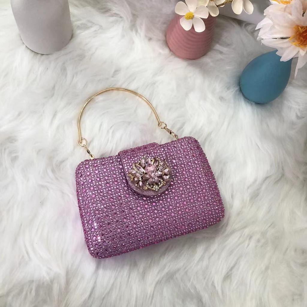 Square Rainbow Handset Diamond Clutch Bag