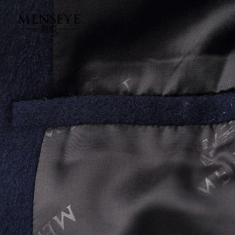 Menseye Menseye Winter New Dark Blue Mid Length Long Length Woolen Fashion Silm Men Outwear