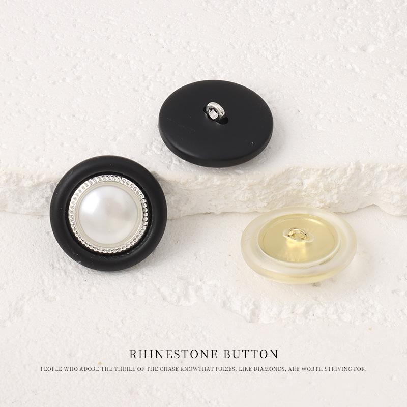 5pcs Xiaoxiangfeng Metal Resin Combination Button Round Pearl Button Woolen Coat Trench Coat Suit Jacket Button
