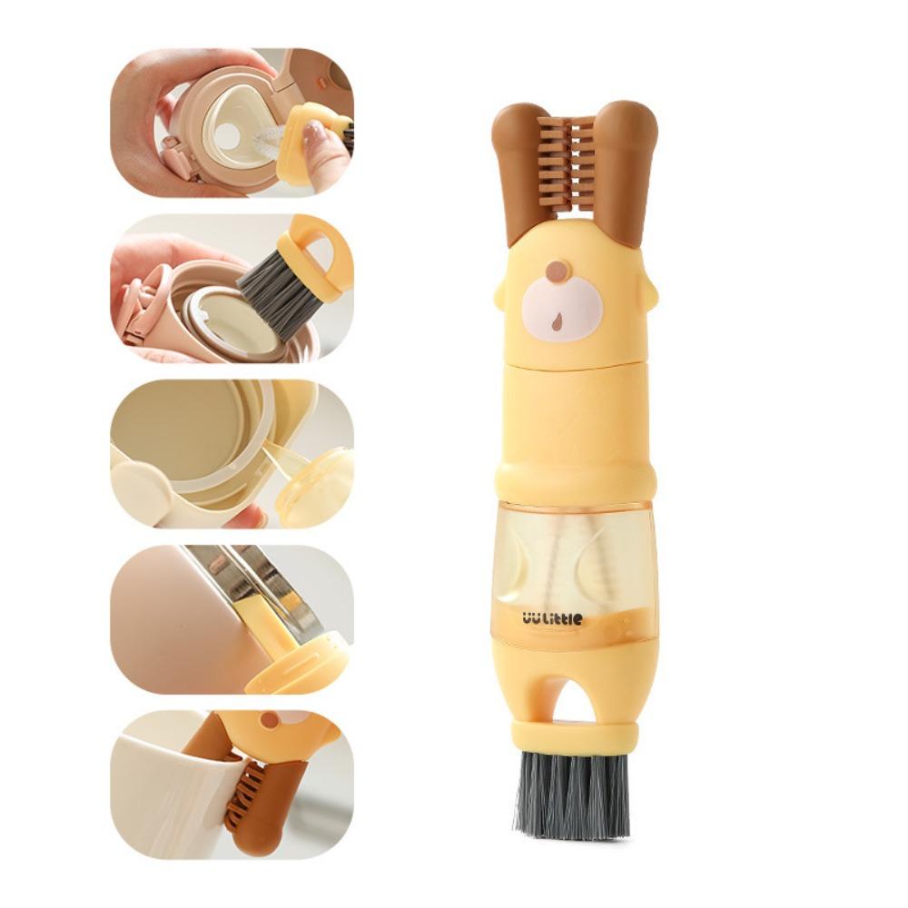 

Multifunctional 5 in1 Cup Clean Brush Reusable Groove Cleaning Brush Cartoon Cup Brushs жёлтый