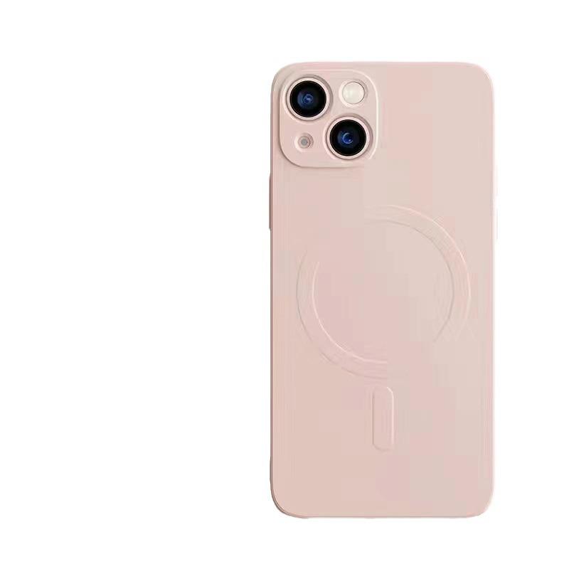 Applicable To Apple 14 Liquid Silicone Mobile Phone Case Magsafe Magnetic Suction IPhone 15/13 Sewing Hole Full Enclosure Case