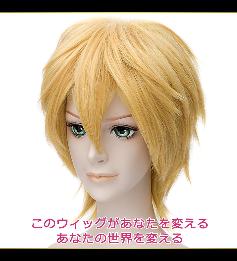 CaseEden Cosplay Wig, Short, 30cm, Heat-Resistant, Mixed Gold Blonde, Includes 2 Wig Nets