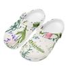White Printed EVA Clogs for Women Men Lightweight Flexible Garden Shoes Slip On Beach Pool Bathroom Home Home Slippers Garden Wear
