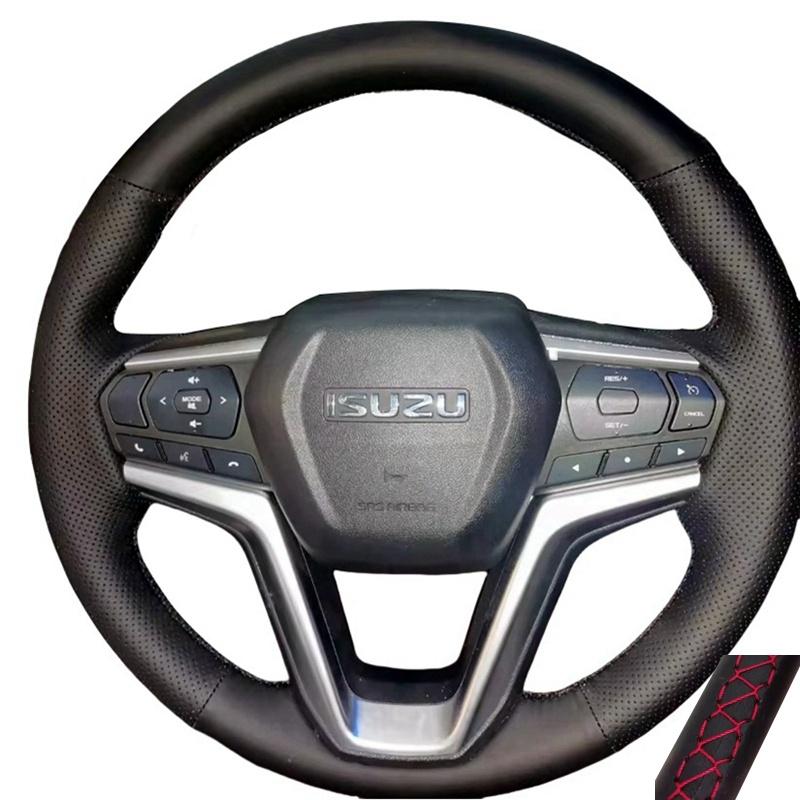 Auto-Lenkradabdeckung für Isuzu D-MAX 2021 2022 Handgenähtes Mikrofaserleder Original-Lenkradgeflecht