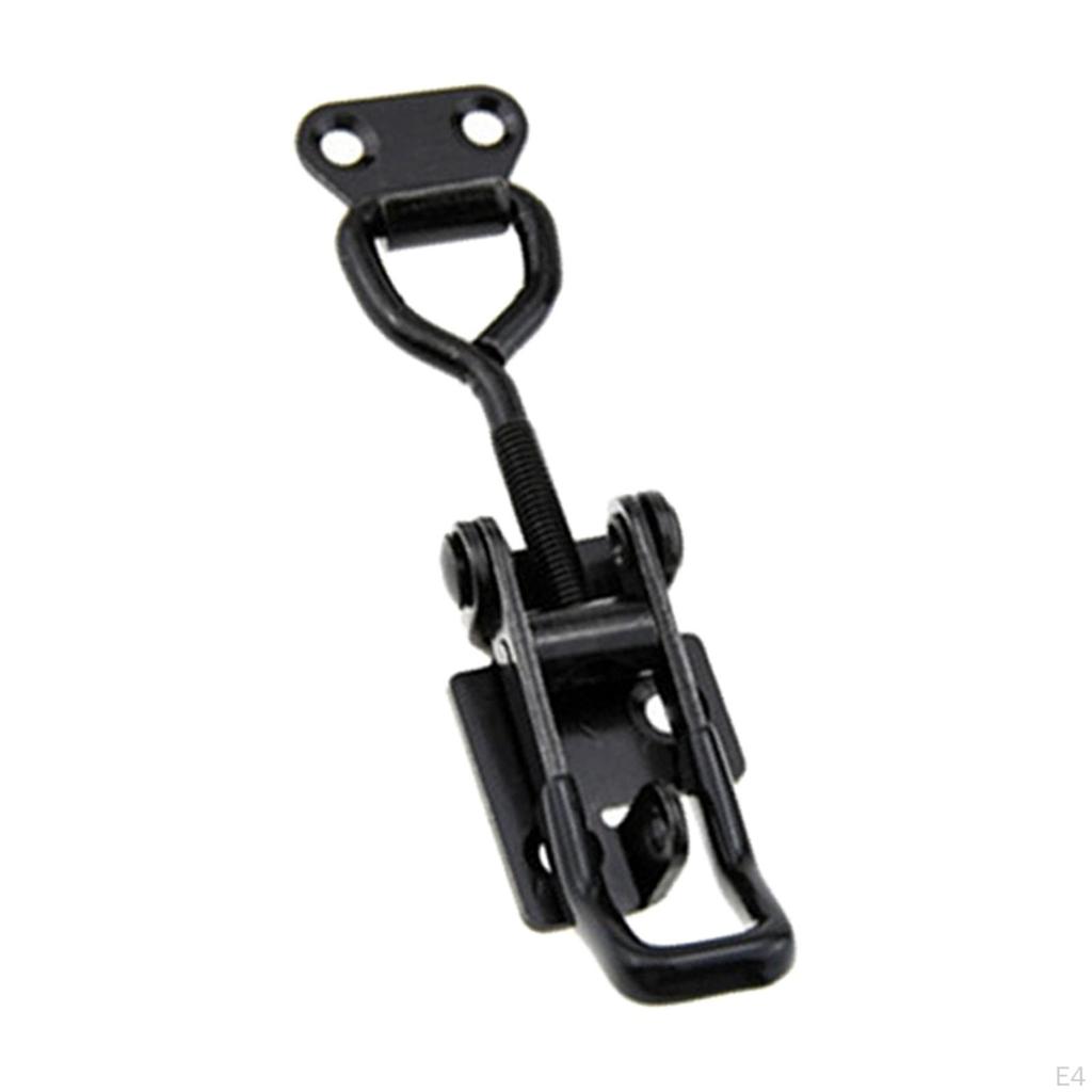 4 Pieces Toggle Clamps Cabinet Boxes Lever Handle Black Iron Quick Release Hand Tool Pull Hasp Latch