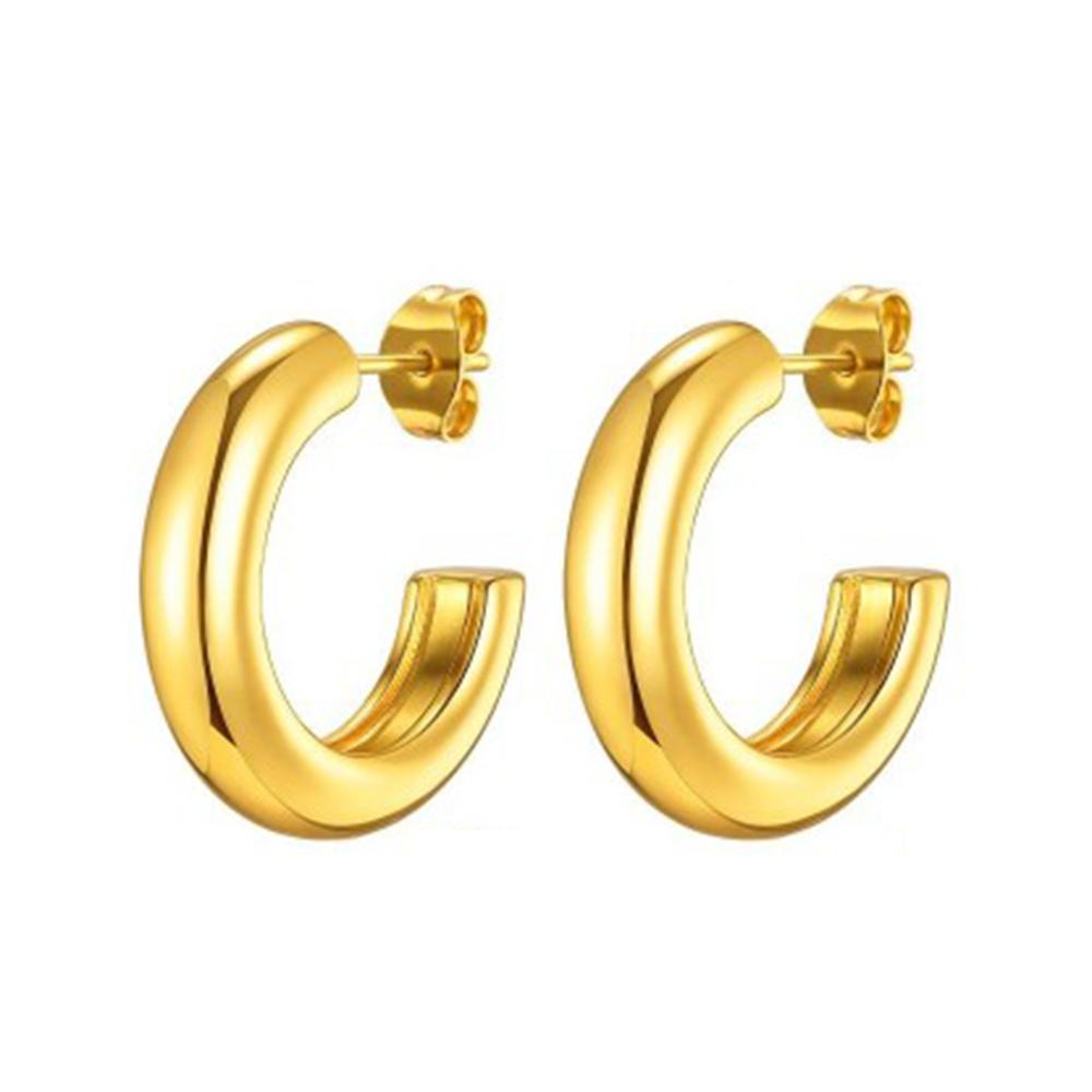 3pcs Stainless Steel Gloss C-shaped Earrings,Women's Gold Color High-quality Earrings,Trendy Geometric Jewelry Party Gift