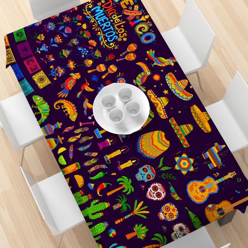 Day of The Dead Rectangle Table Cloth for Table Decor Kitchen Dining Waterproof Reusable Tablecloth for Tables Indoor Outdoor