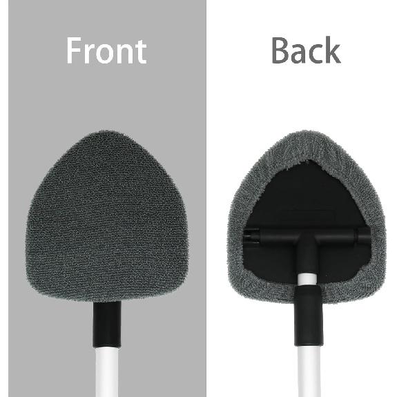 Windshield Cleaning Tool,180° Rotatable with 4 Reusable Microfiber Cloths Extendable Handle Auto Inside Glass Wiper Kit