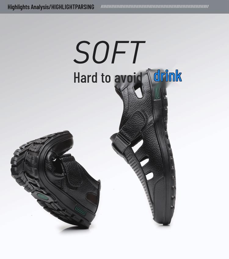 Men's Plus Size Breathable Leather Slip-on Sandals