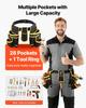 Tool Belt, Magnetic Tool Pouch for Men, 28 Pockets Heavy Duty Adjustable Utility Belt Detachable Bag for Electrician, Carpenter, Construction, Work