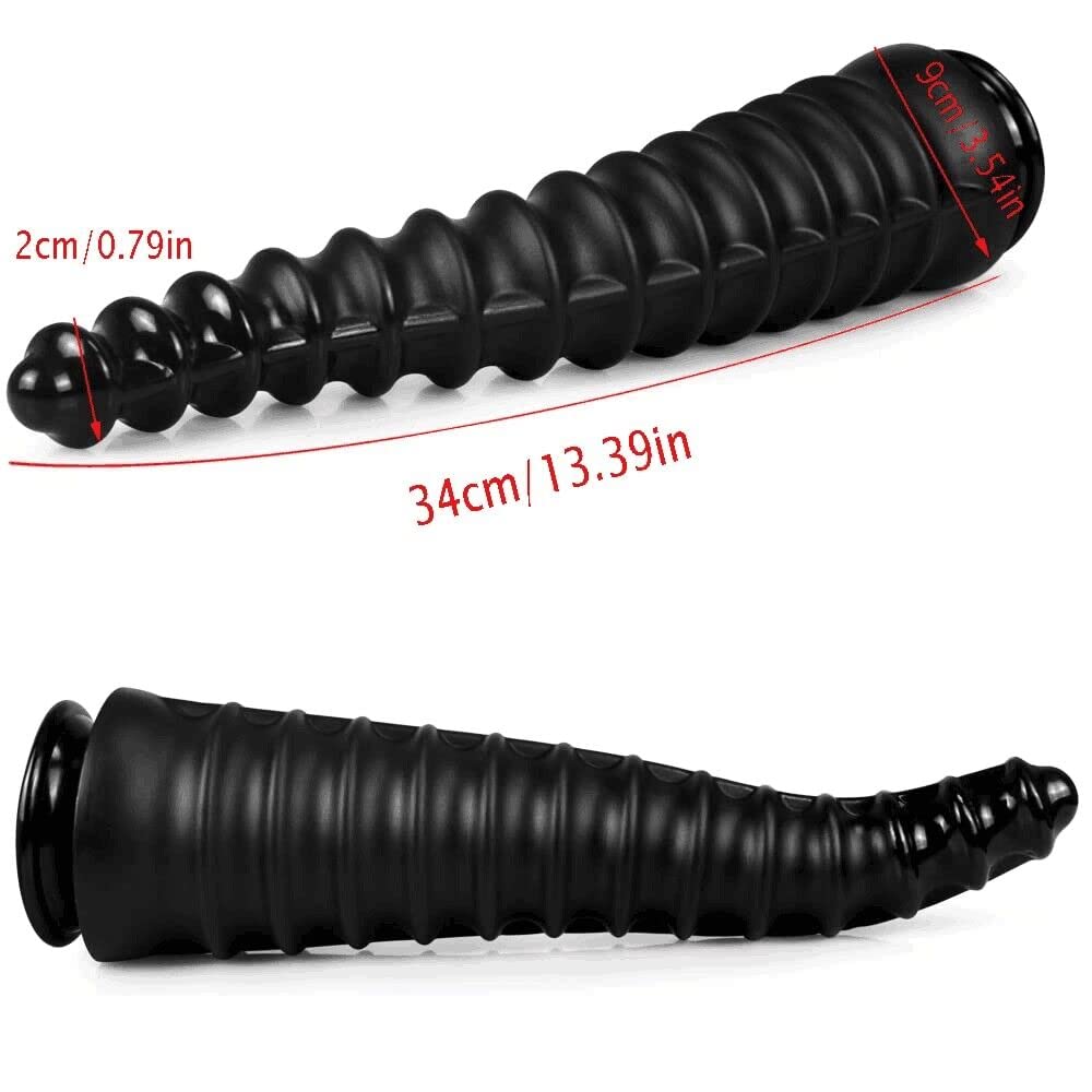Total Length Diameter Anal Anal Prostate Anal Super Particle Protruding with Suction Black 34cm, 8cm, Plug, Beads, Expansion, Thick, Spiral, Bumps,