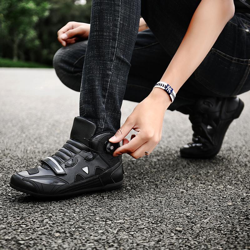 Unisex Vysoké Motorkářské Boty S Otočným Knoflíkem Závodní Off-Road Protiskluzové Odolná Ochrana Obuv na Jízdu