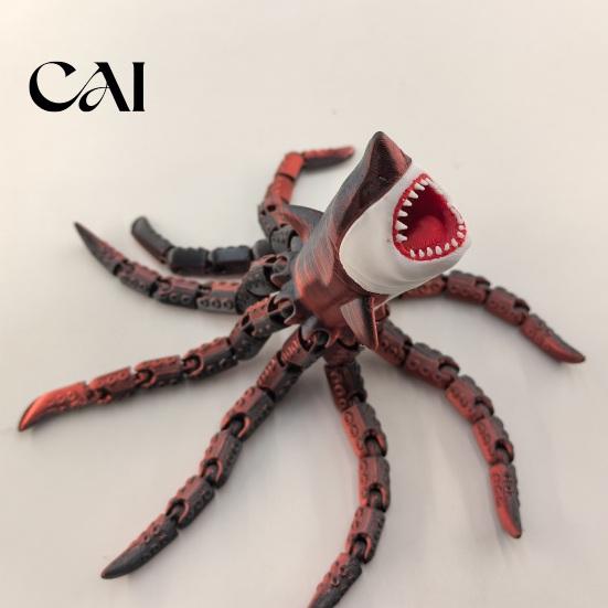 Digital Horror Art Collectible 3D Printed Sea Monsters, Articulated Fidget Toy, Eater Deep Creature Predator Sculpture Collectible, Stress Relief Desk