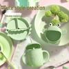 Children's Cartoon Silicone Tableware Set: Bowl, Bib, Fork, Spoon, Placemat, Suction Cup Plate